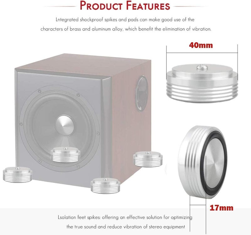 Tertullus 4pcs Speaker Isolation Feet 39mm×17mm Turntable Isolation Platform Anti-Vibration Base Pad Stand Floor Protector Shock Absorber for HiFi Speaker,Amplifier,Subwoofer - Image 2